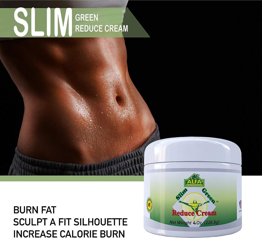 ALFA VITAMINS Premium Slim Green Reduce Cream Weight Loss  Fat Burning Support for Men  Women with Workout - Does Not Stain Or Grease - Organic Natural Ingredients - Made in USA - 4 oz