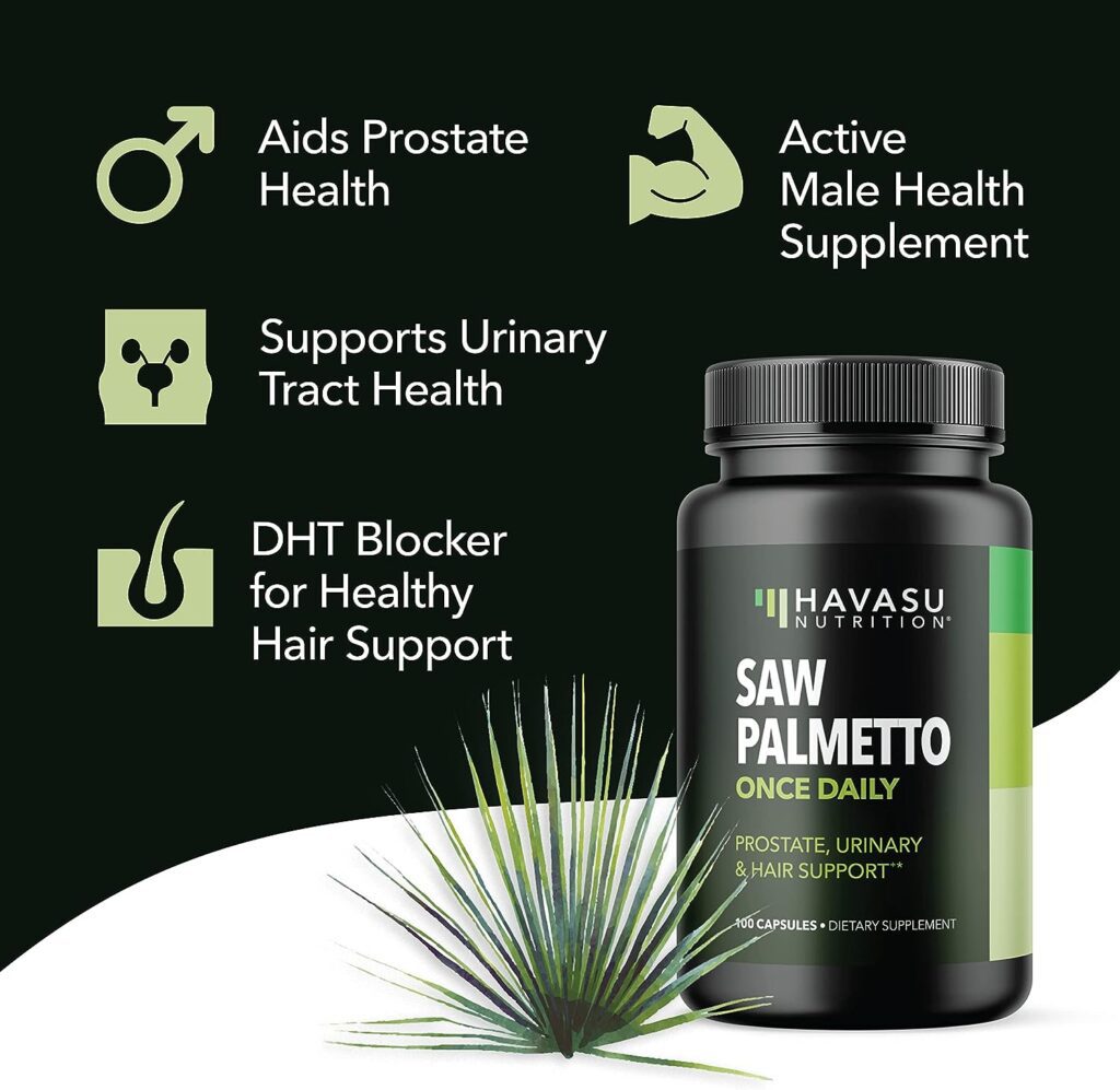 HAVASU NUTRITION Saw Palmetto Herbal Supplement for Day Time and Night Time for Increased Prostate Support and Reduced Trips to The Bathroom - Ultimate Male Supplement Bundle