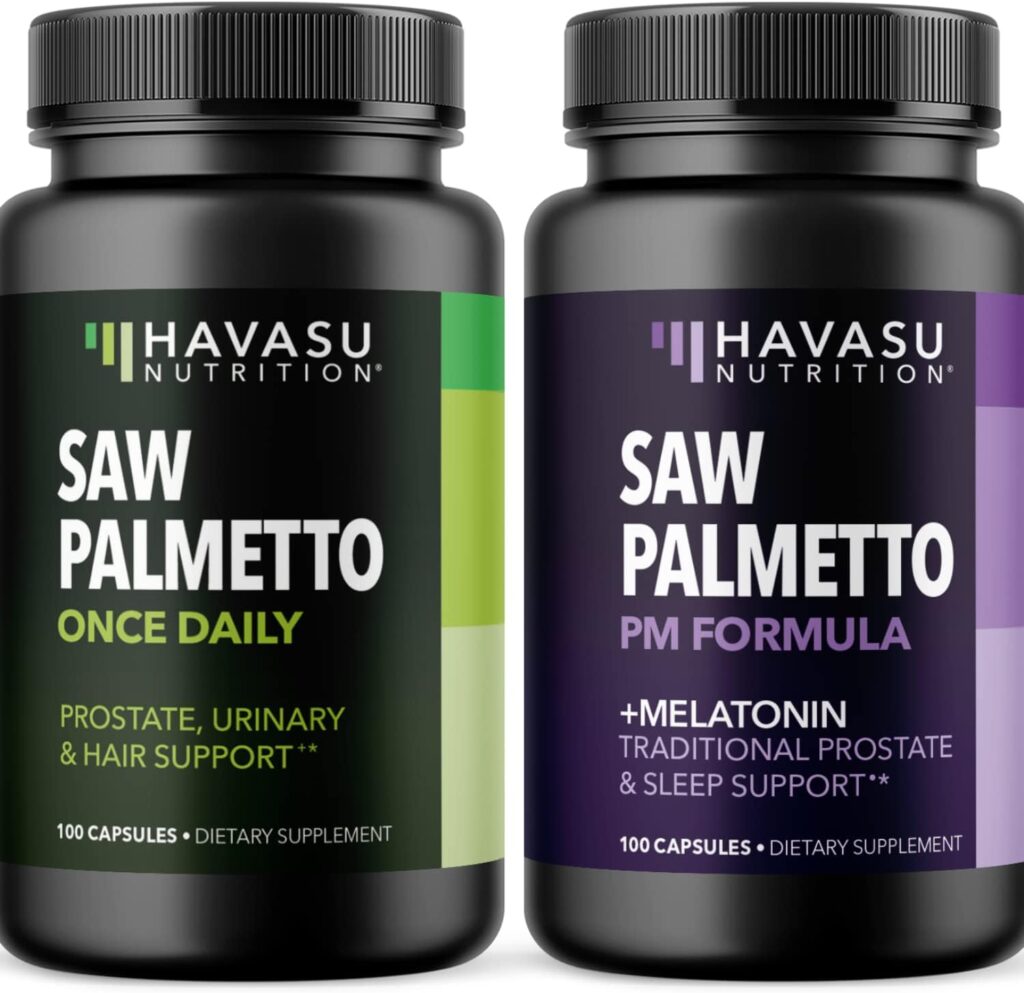 HAVASU NUTRITION Saw Palmetto Herbal Supplement for Day Time and Night Time for Increased Prostate Support and Reduced Trips to The Bathroom - Ultimate Male Supplement Bundle