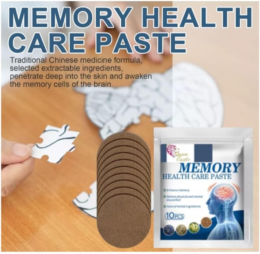 Memory Enhancement Patch Solution Treatment Effective Healthy Brain Support for Attention, Focus, Concentration, Forgetfulness, Memory Loss, for Kids and Adults 2 X 10 Herbal Patches