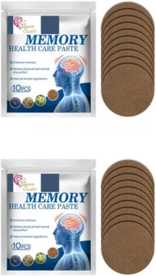 Memory Enhancement Patch Solution Treatment Effective Healthy Brain Support for Attention, Focus, Concentration, Forgetfulness, Memory Loss, for Kids and Adults 2 X 10 Herbal Patches