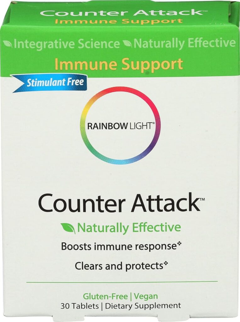 Rainbow Light - Counter Attack - Vitamin C and Zinc Supplement; Vegan and Gluten-Free; Herbal Blend Provides Immune Support, Boosts Immune System Health and Response - 30 Tablet Blister Box