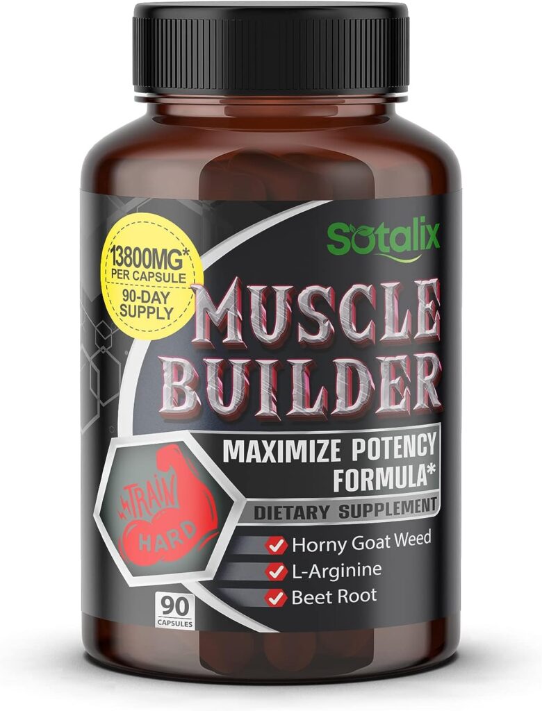 Ultra Muscle Builder Supplement 13800mg Highest Potency with L-Arginine, Beet Root, Tribulus - Increase Energy, Stamina, Strength, Sports Training Support 90-day supply (90 Count (Pack of 1))