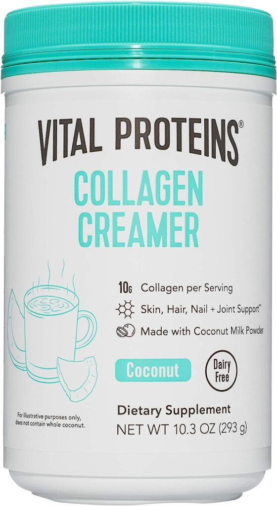 Vital Proteins Collagen Coffee Creamer, Non Dairy  Low Sugar Powder with Collagen Peptides Supplement - Supporting Healthy Hair, Skin, Nails with Energy-Boosting MCTs - Coconut 10.3oz