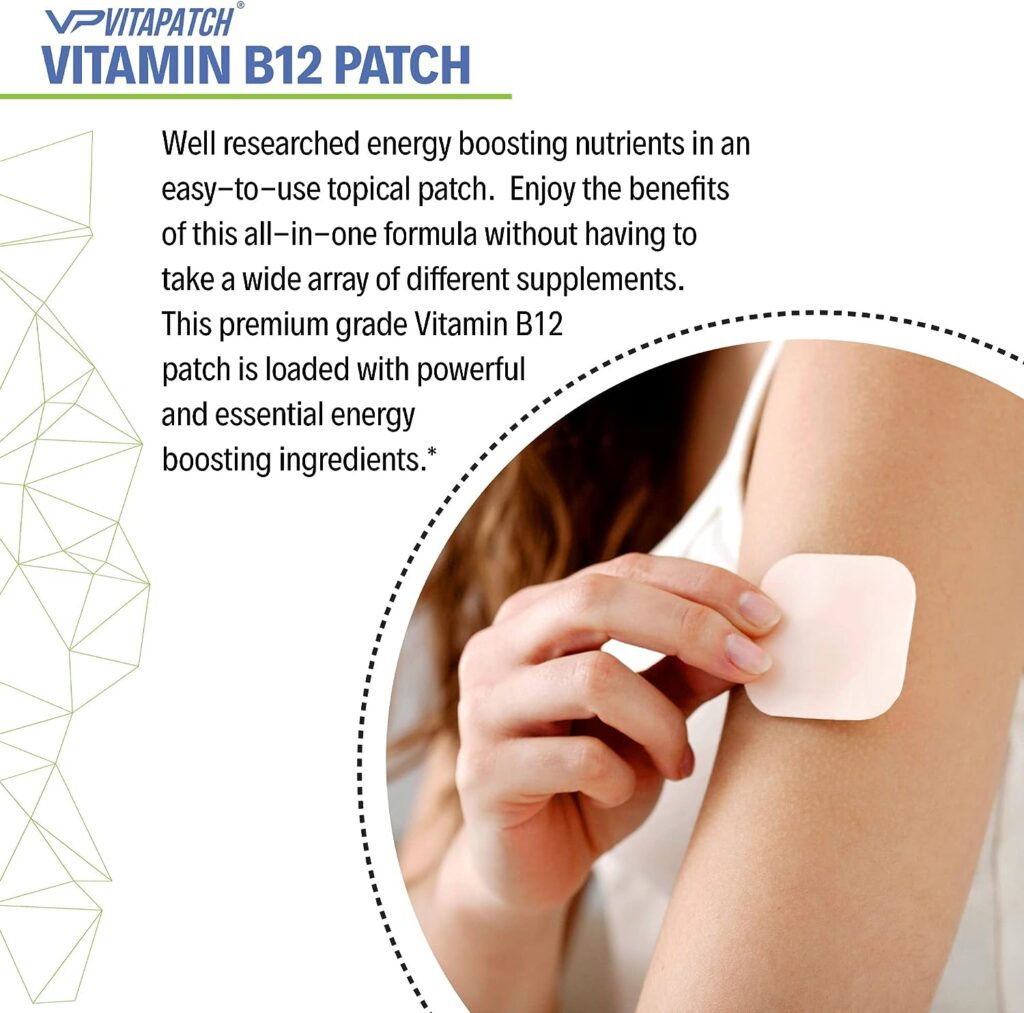 VitaPatch Vitamin B12 Patch for Energy Plus – 30 Day Supply Vitamin B12 Patches – B12 Vitamins with Methylcobalamin Guarana