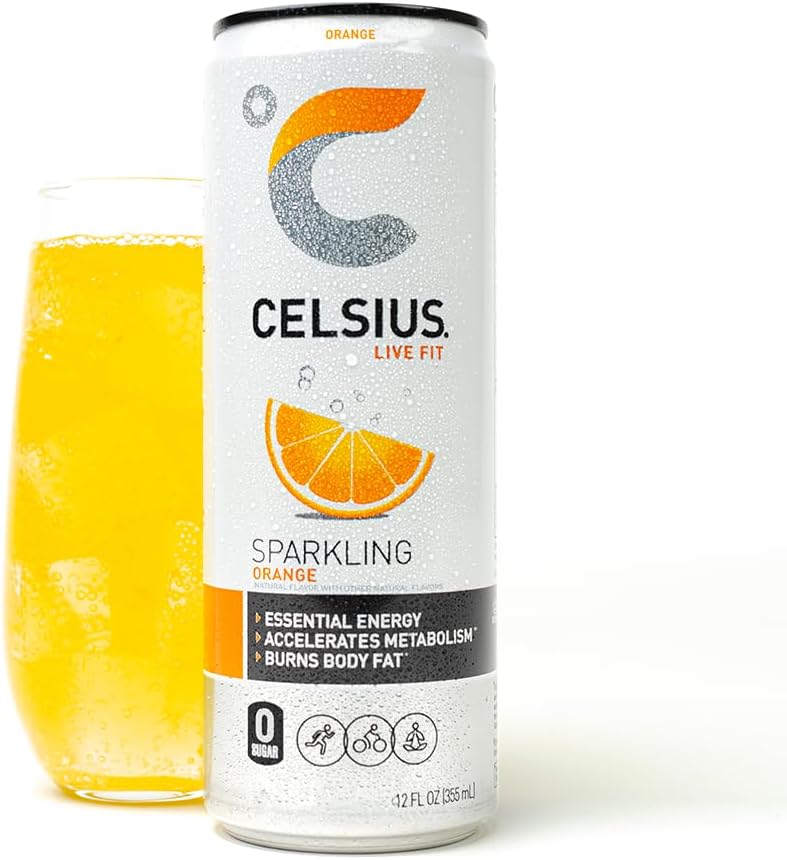 CELSIUS Sparkling Orange, Functional Essential Energy Drink 12 Fl Oz (Pack of 12)