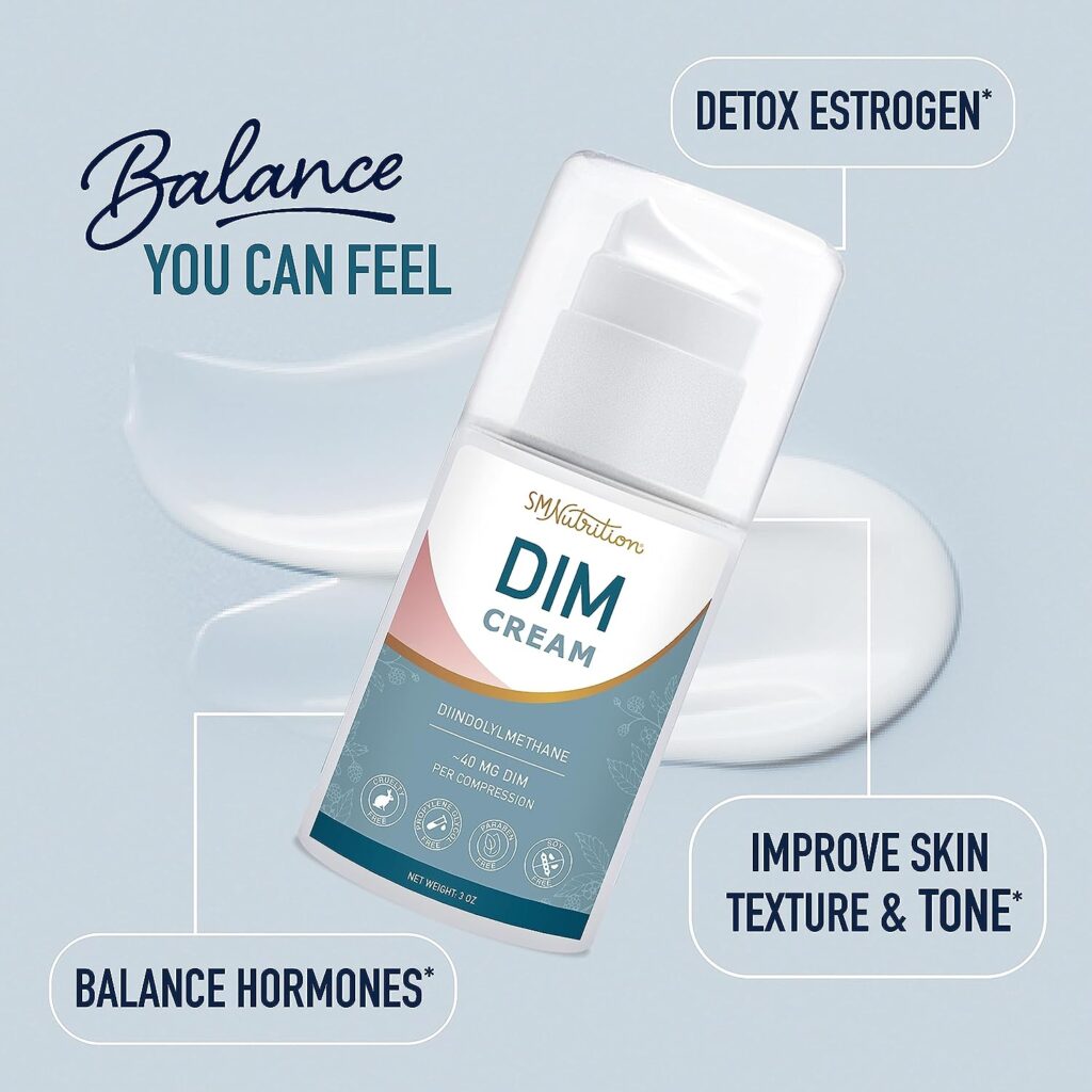 DIM Cream Supplement | Diindolylmethane Hormone Balancing Cream for Women | Support Estrogen Balance  Relief for Menopause, Perimenopause, Hormonal Acne  Hot Flashes | ~40mg Per Serving | Soy-Free