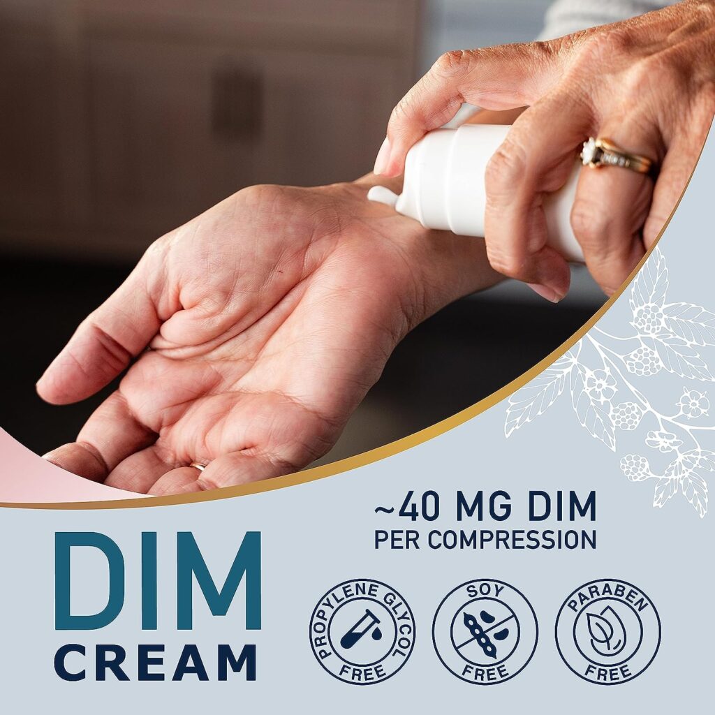 DIM Cream Supplement | Diindolylmethane Hormone Balancing Cream for Women | Support Estrogen Balance  Relief for Menopause, Perimenopause, Hormonal Acne  Hot Flashes | ~40mg Per Serving | Soy-Free