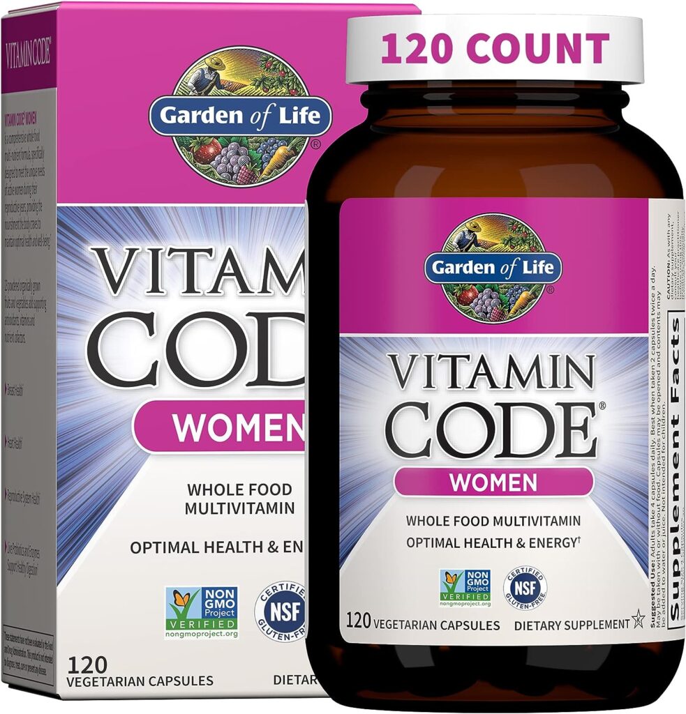 Garden of Life Multivitamin for Women, Vitamin Code Womens Multi - 120 Capsules, Whole Food Womens Multi, Vitamins, Iron, Folate not Folic Acid  Probiotics for Womens Energy, Vegetarian Supplements