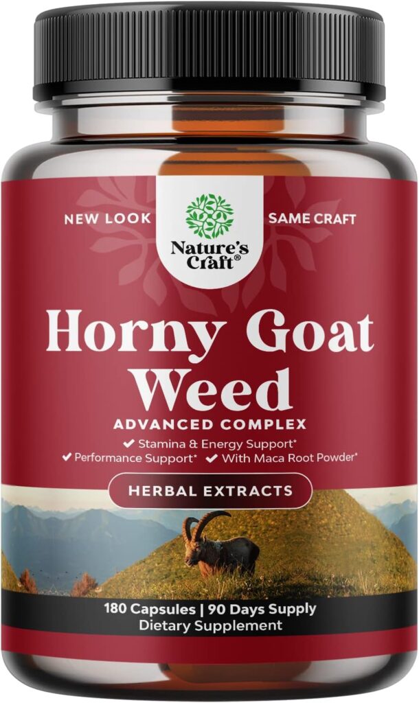 Horny Goat Weed for Male Enhancement - Extra Strength Horny Goat Weed for Men 1590mg Complex with Tongkat Ali Saw Palmetto Extract Panax Ginseng and Black Maca Root for Stamina  Energy - 90 Servings