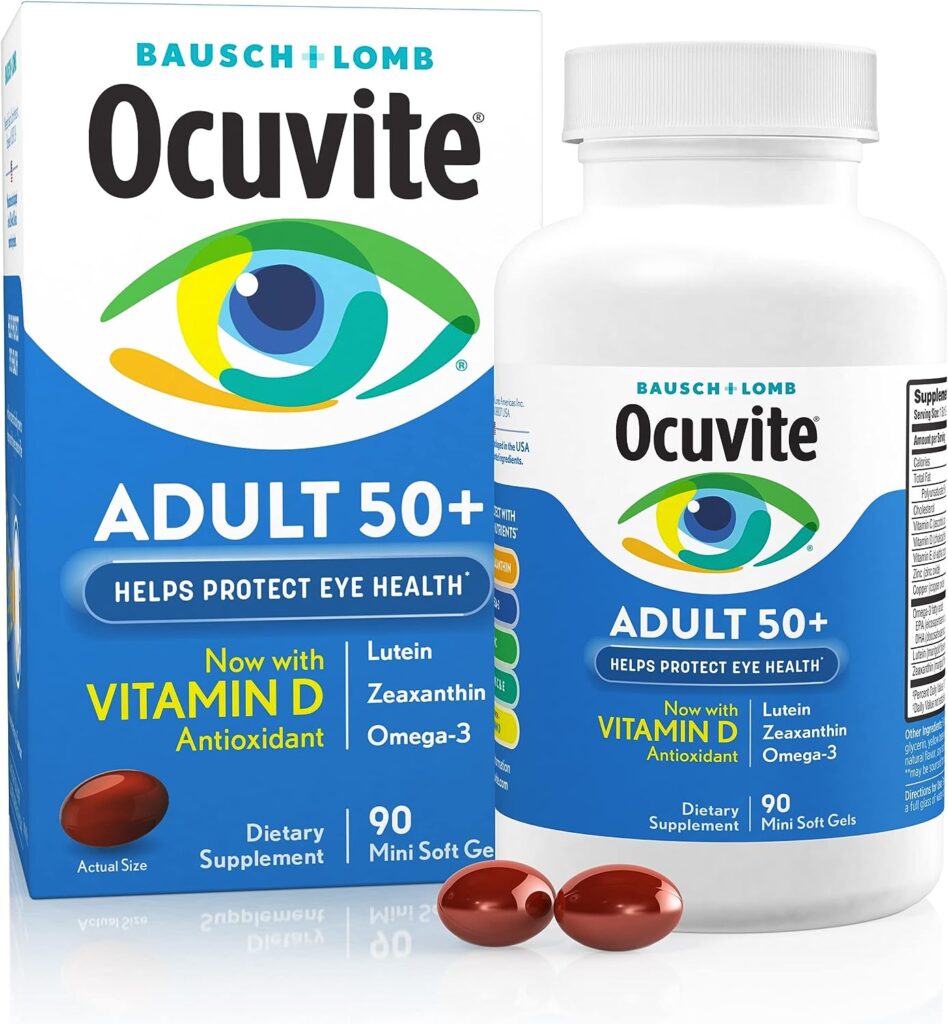 Ocuvite Eye Vitamin Mineral Supplement, Contains Zinc, Vitamins C, E, Omega 3, Lutein, Zeaxanthin, 90 Softgels (Packaging May Vary) : Health Household