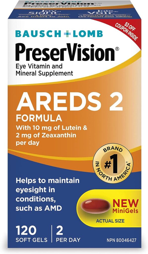 PreserVision AREDS 2 Eye Vitamin Mineral Supplement, Contains Lutein, Vitamin C, Zeaxanthin, Zinc Vitamin E, 120 Softgels (Packaging May Vary) : Health Household