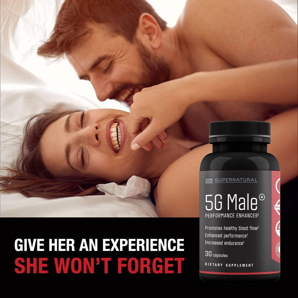 Supernatural Man 5G Male Natural T Booster Enhancing Supplement for Blood Flow, Stamina, Strength  Endurance Ginseng, Garlic, Ginkgo, Ginger Root, Vitamin D - Supports Healthy Males - 30 Capsules