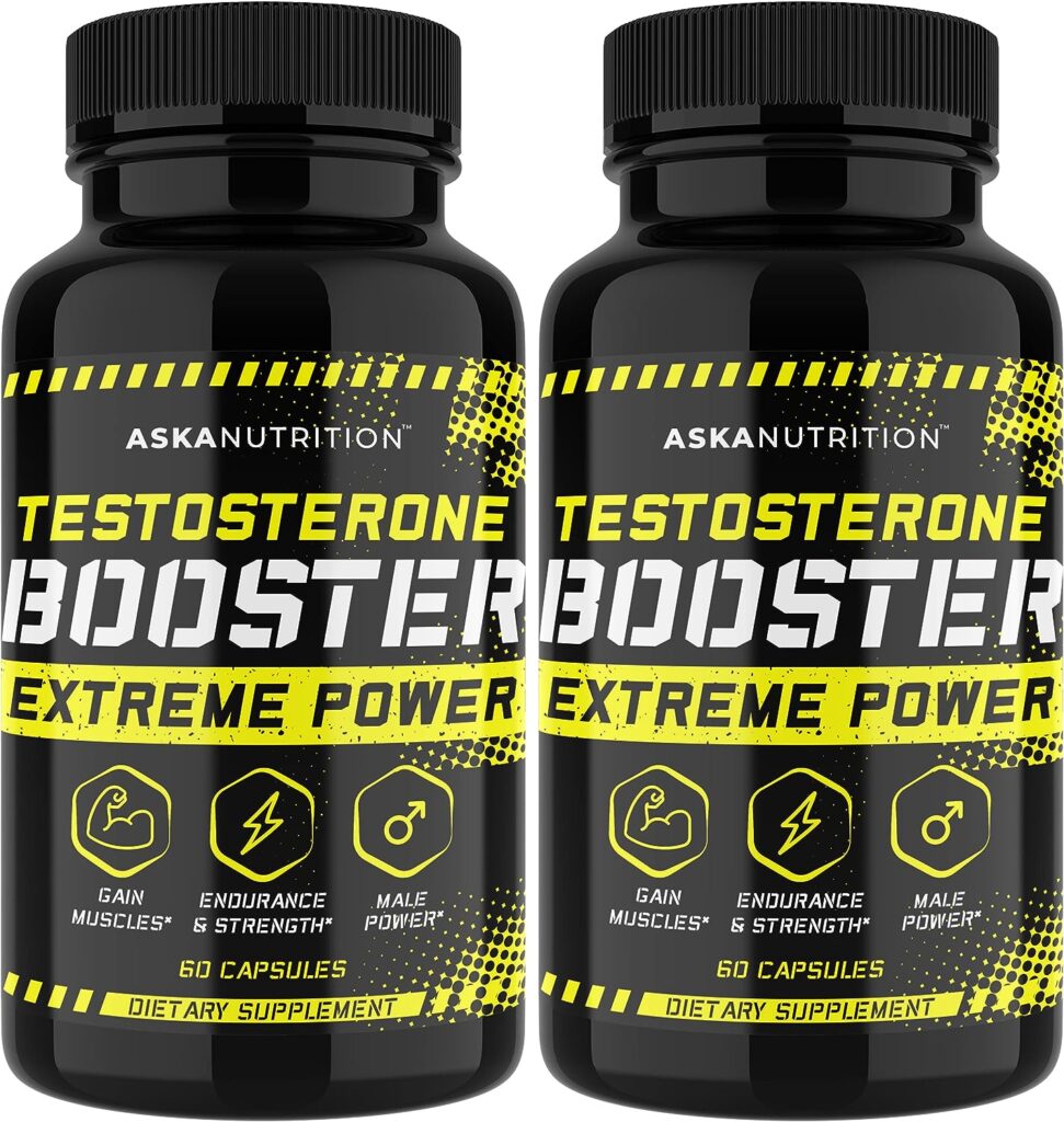 Testosterone Booster for Men - Male Enhancing Supplement with Horny Goat Weed  Tongkat Ali - Muscle Builder Enlargement Pills - Natural Test Booster Increased Desire, Energy, Stamina, Libido (2 PACK)