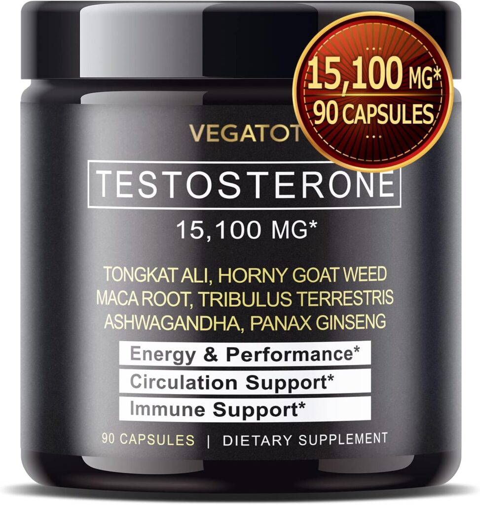 VEGATOT 𝟴 𝗜𝗡 𝟭 Ultimate Testo Support 𝟭𝟱,𝟭𝟬𝟬𝗠𝗚 - Boost Performance with Tongkat Ali Panax Ginseng Maca Root Ashwagandha Tribulus, Energy Stamina Circulation Support