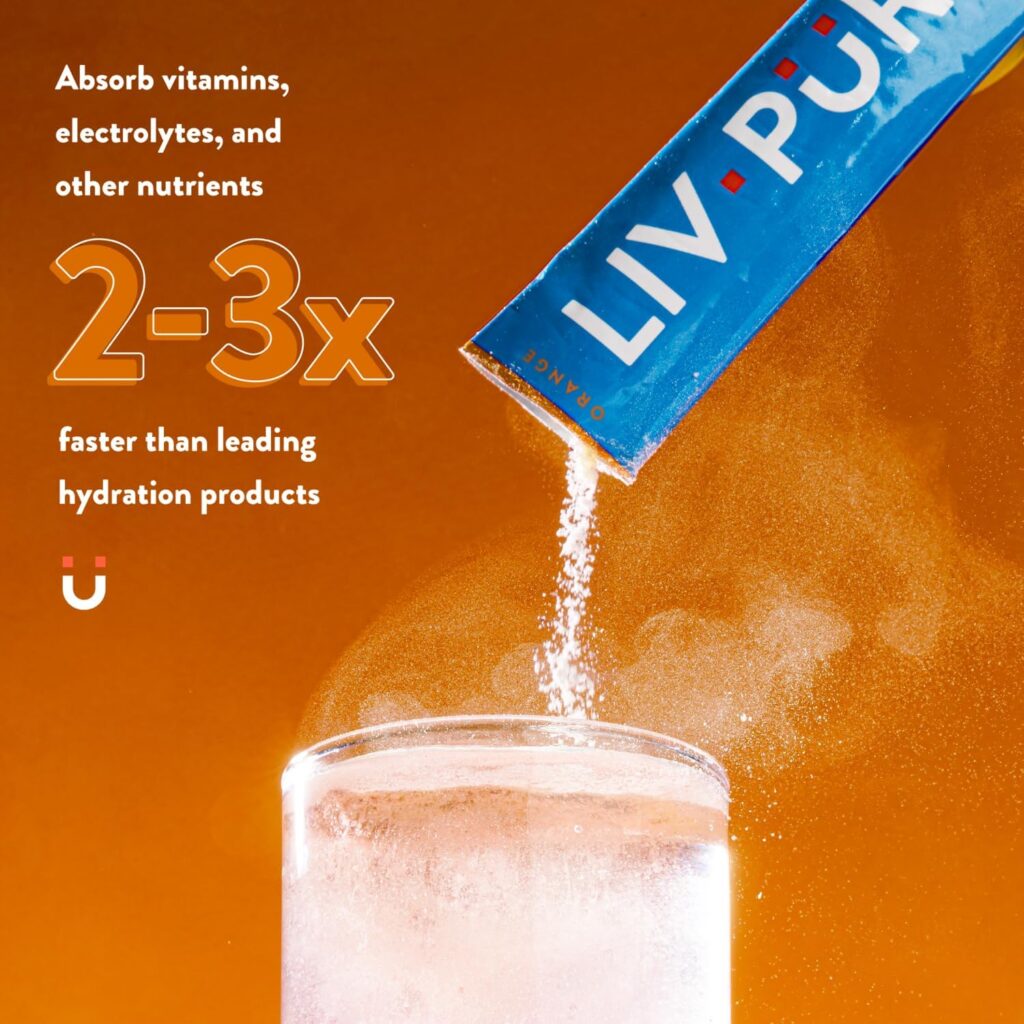 LivPur Nutrition Hydrate - Premium Hydration w/Electrolytes | Essential Amino Acids Nutrients | NSF Certified for Sport, No Artificial Flavors | Easy Single-Serve Sticks | Orange, 15 Sticks