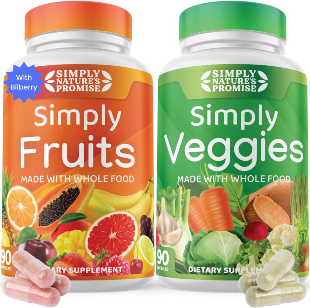 Simply Natures Promise - Packed with Over 40 Different Fruits Vegetables - Made with Whole Food Superfoods - Bilberry Extract – 100% Soy Free - 90 Count (Pack of 2)