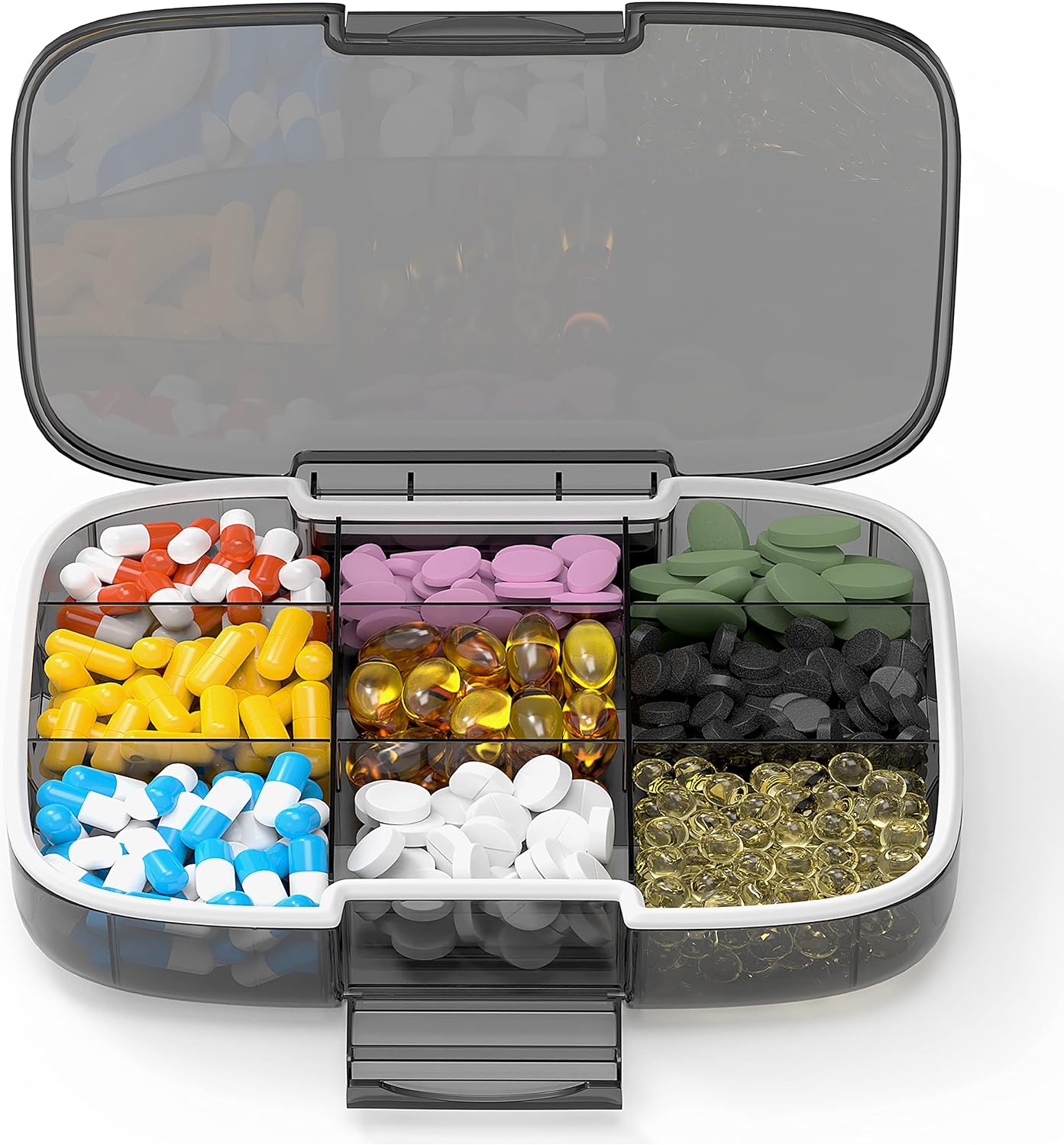 Extra Large Pill Organizer Jumbo Medicine Organizer Box with Labels Pill Case Large Capacity Portable Pill Dispenser Travel Pill Holder Moisture Proof Medication Storage Vitamin Supplement Container
