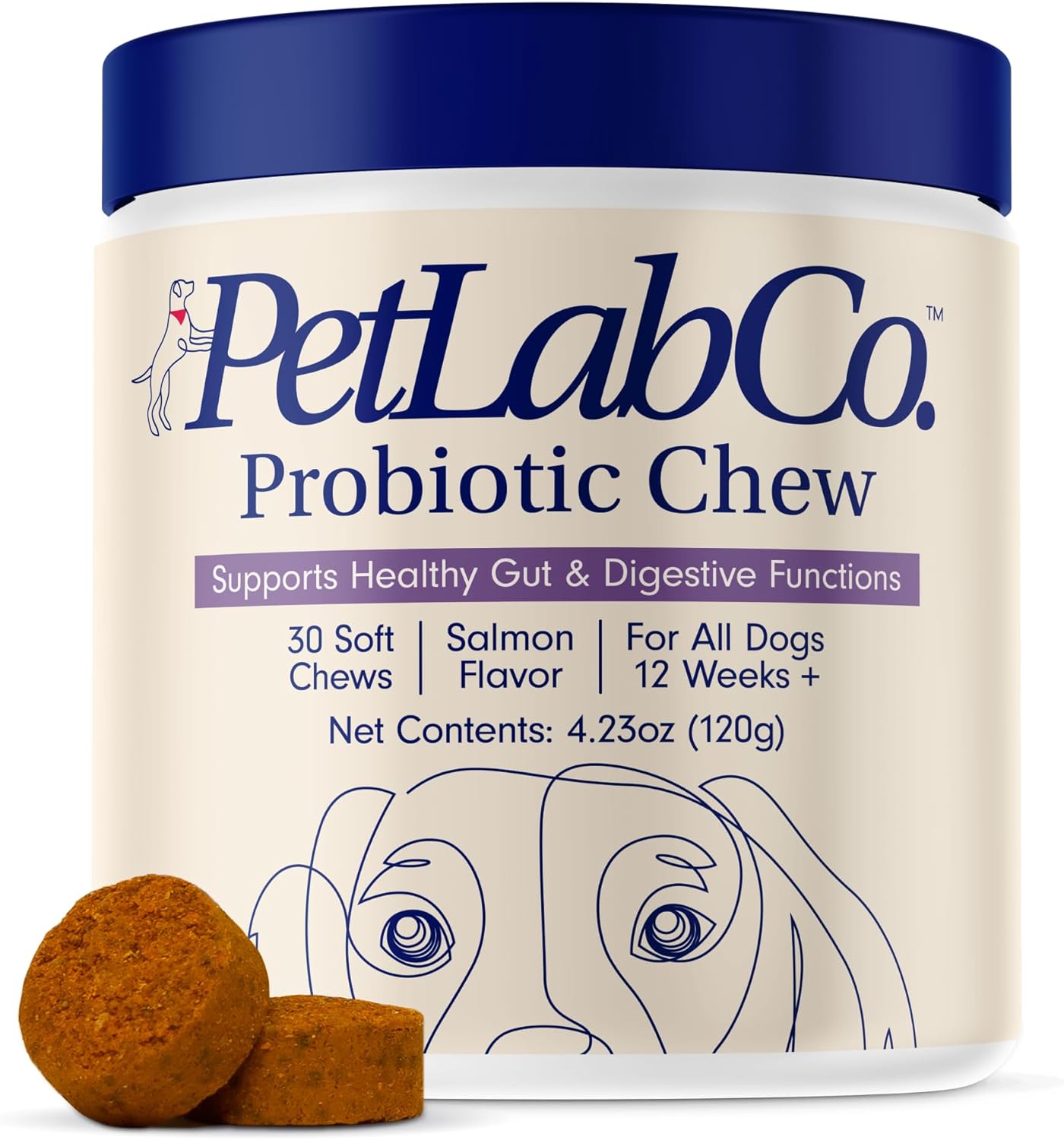 PetLab Co. Probiotics for Dogs, Support Gut Health, Diarrhea, Digestive Health Seasonal Allergies - Salmon Flavor - 30 Soft Chews